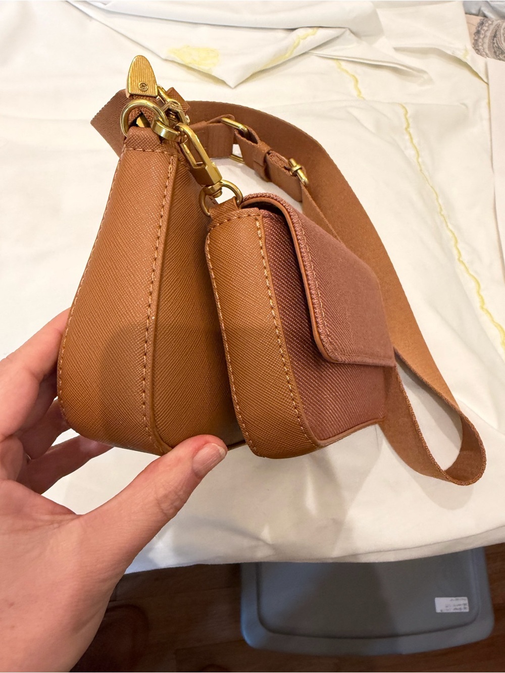 Dual-Pouch Crossbody Bag in Cognac VGUC